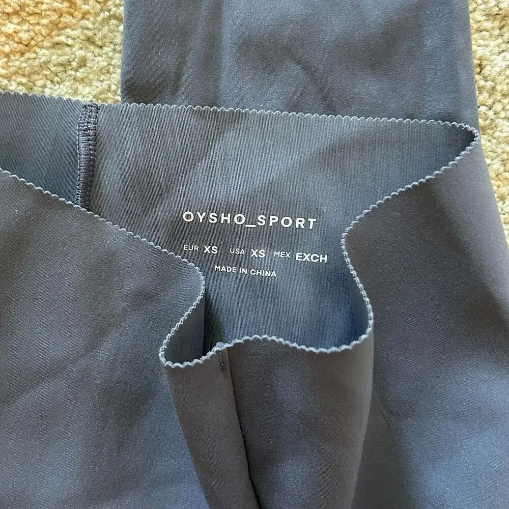 Oysho Sport High-Rise Scalloped Edge Leggings Blue XS